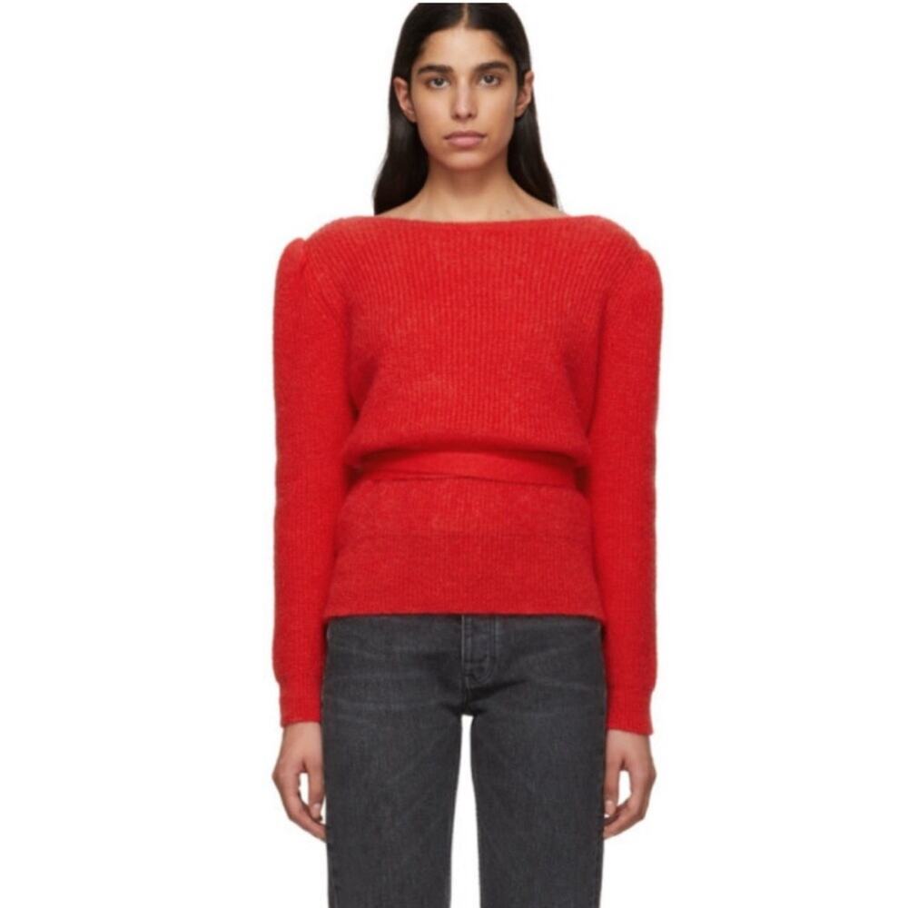 Alexachung red wrap style open back mohair blend sweater size Medium